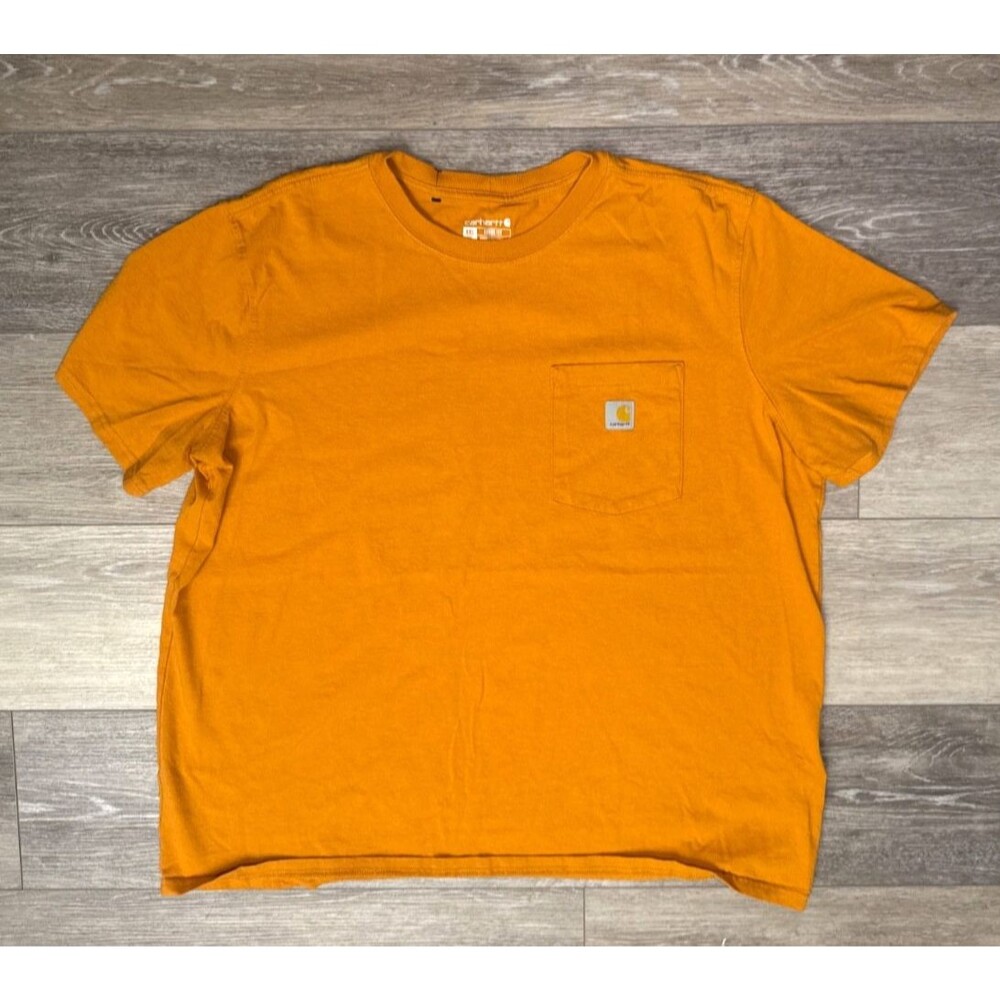 Carhartt Shirt Mens XXL Orange Loose Fit Workwear Short Sleeve Pocket T shirt